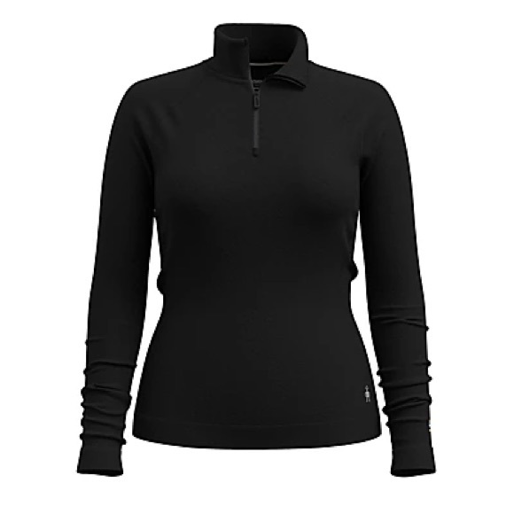 Smartwool Classic Thermal Merino Base Layer Black 1/4 Zip Pullover XL Women’s - Picture 2 of 10
